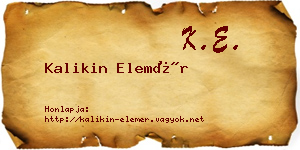 Kalikin Elemér névjegykártya